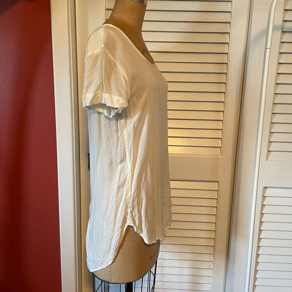 GAP | semi sheer white pullover short sleeve high low pocket blouse S - Picture 4 of 8
